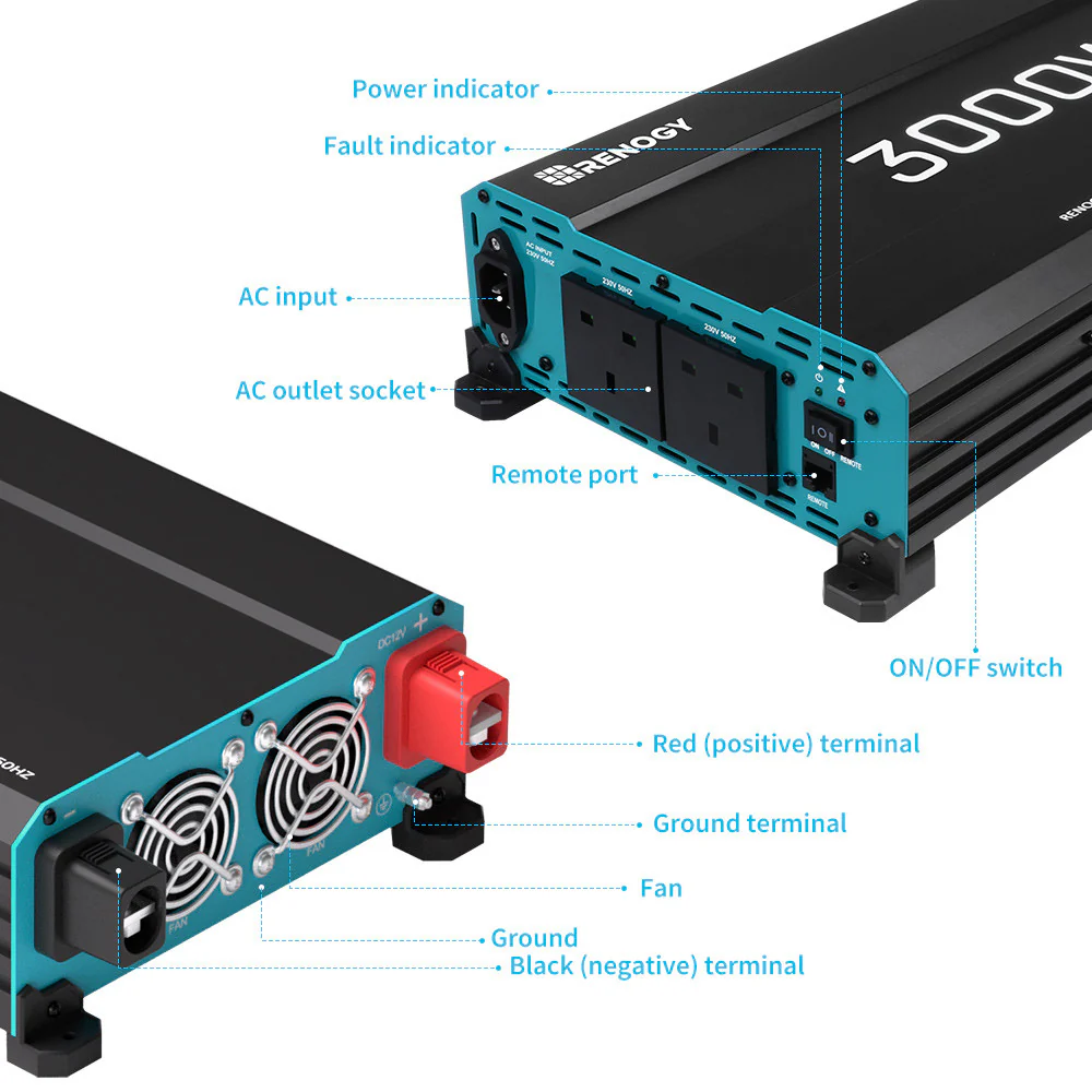 2000W Pure Sine Wave Inverter 12V to 230V with UPS Backup - Image 25