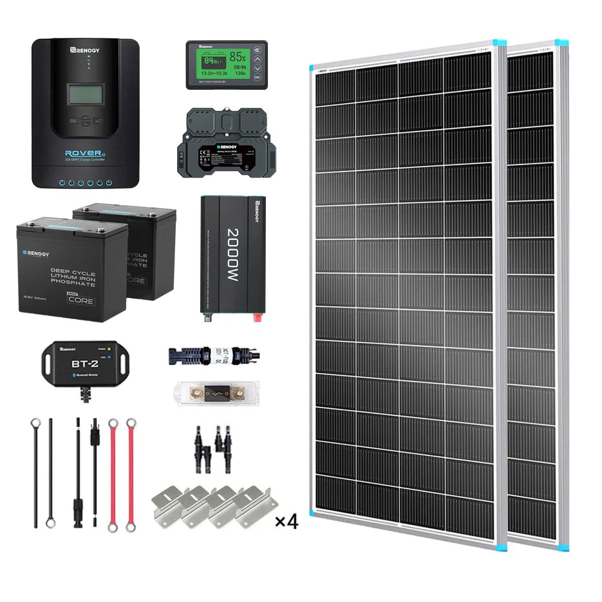 2kWh 400W 12V Solar Panel System w/Solar Panel, Battery, Inverter and Charge Controller - Image 2