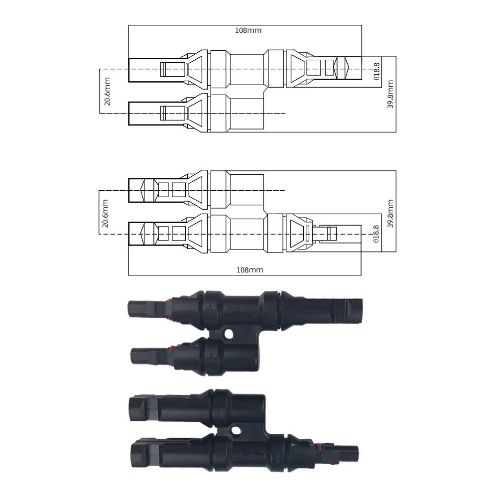 2 to 1 Solar Branch Connectors MMF+FFM Pair - Image 3
