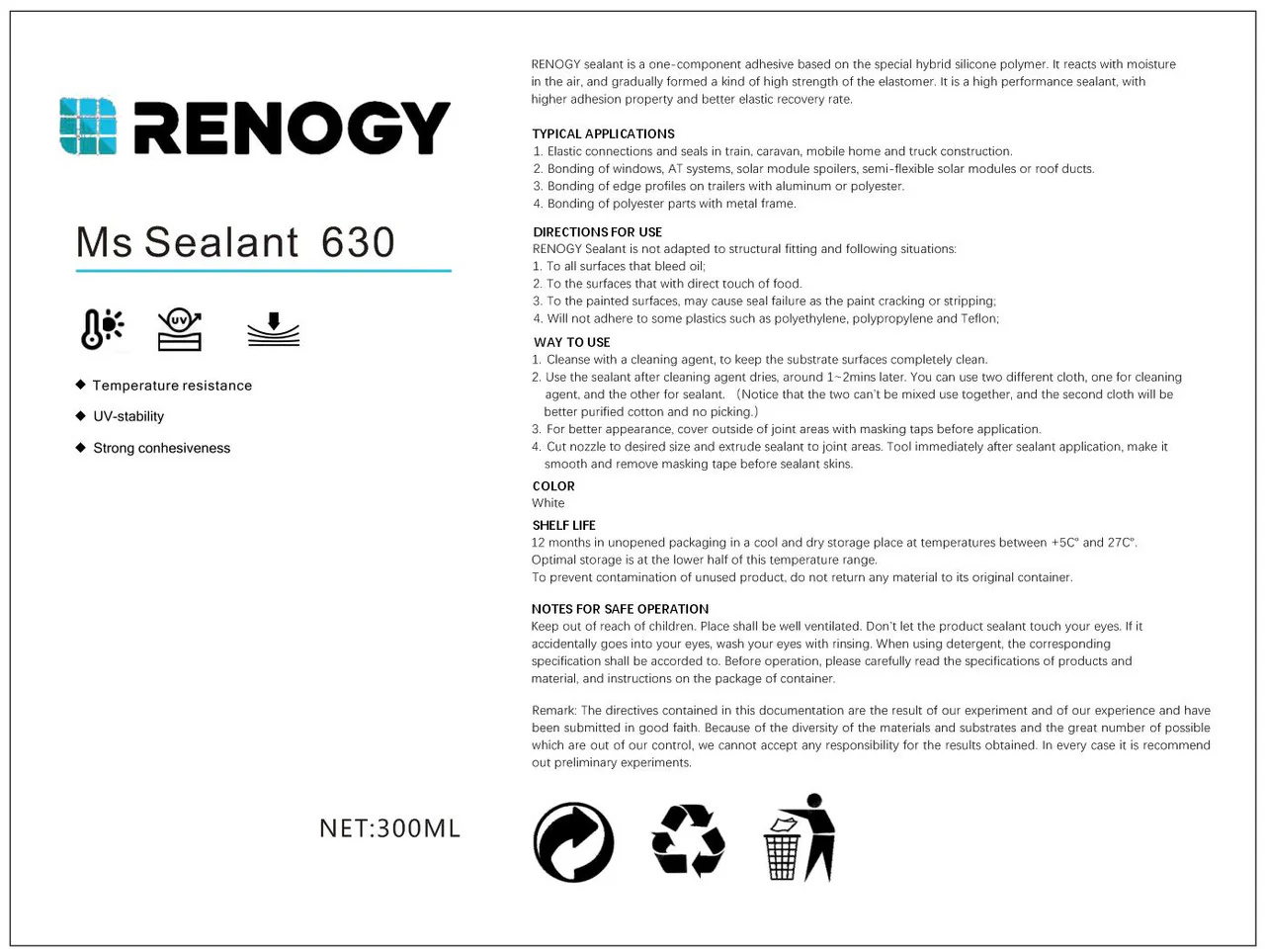 Renogy DEKASYL MS-5 High tack adhesive and sealant for Solar Panel (only glue) - Image 3