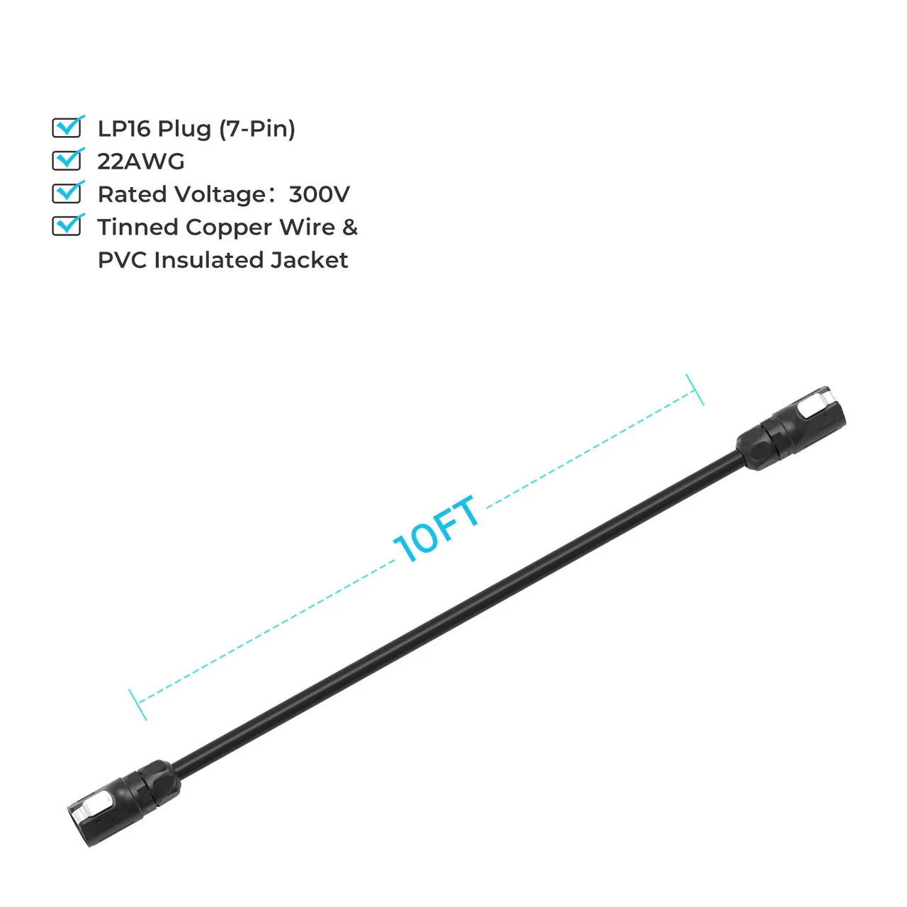Renogy LP16 Plug (7-Pin) 10Ft Communication Cable - Image 2